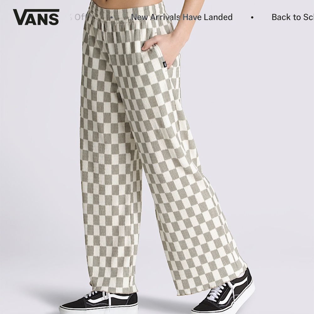 Vans Wren Checkered Pants in Gray and White